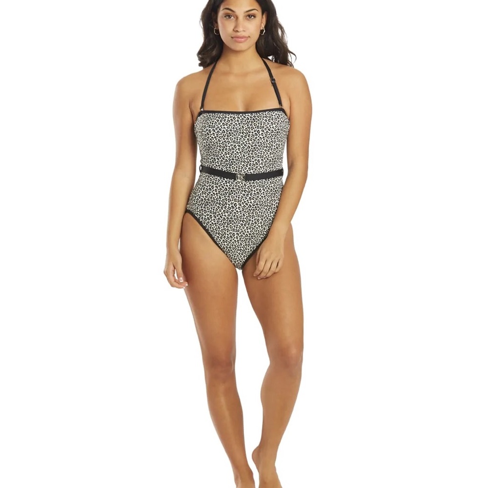 NWT: Michael Kors Animal-Print, Belted one peice w/a Bandeau-Neckline - Picture 5 of 6